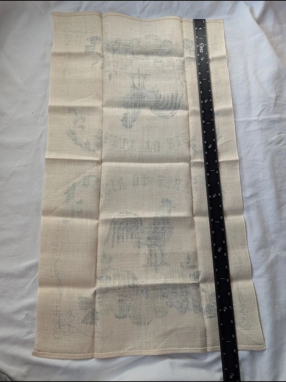 Vintage KayDee Handprints Linen Blue & Green Kitchen Towels - Rooster & Spices